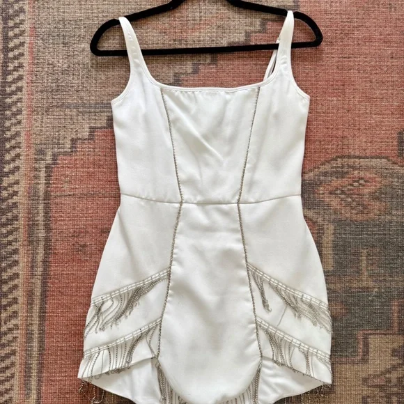 Wearhouse Carbon White Mini Dress with Rhinestone Detail - Picture 3 of 4